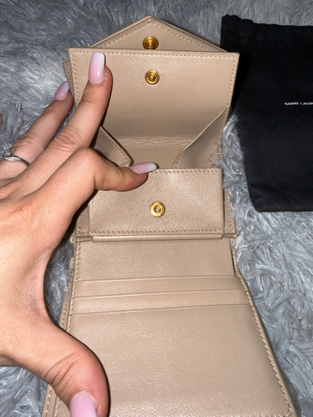 YSL Saint Laurent Tan Quilted Leather Bifold Wallet - Picture 3 of 14